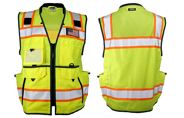 Picture of the front and back of the Ultimate Construction Safety Vest.